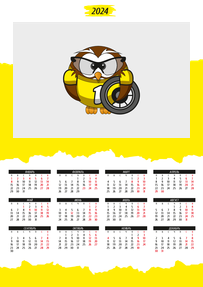 Вертикальные календари-постеры A3 - Велосипед - сова