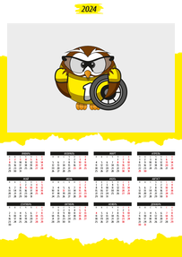 Вертикальные календари-постеры A4 - Велосипед - сова