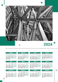 Вертикальные календари-постеры A3 - Зеленые блоки