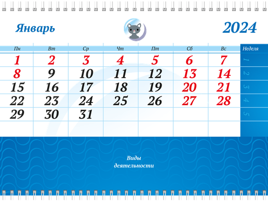 Квартальные календари - Зоомагазин - Синий Третья основа
