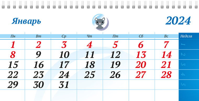 Квартальные календари - Зоомагазин - Синий Январь