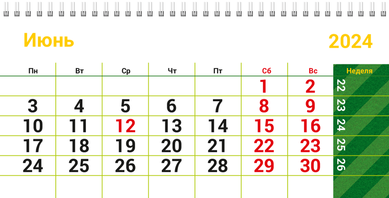 Квартальные календари - Спорт - Мячи Июнь
