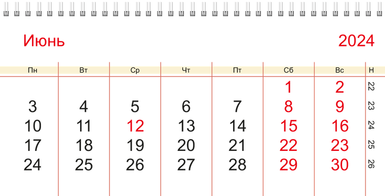 Квартальные календари - Цветные плашки на круге Июнь